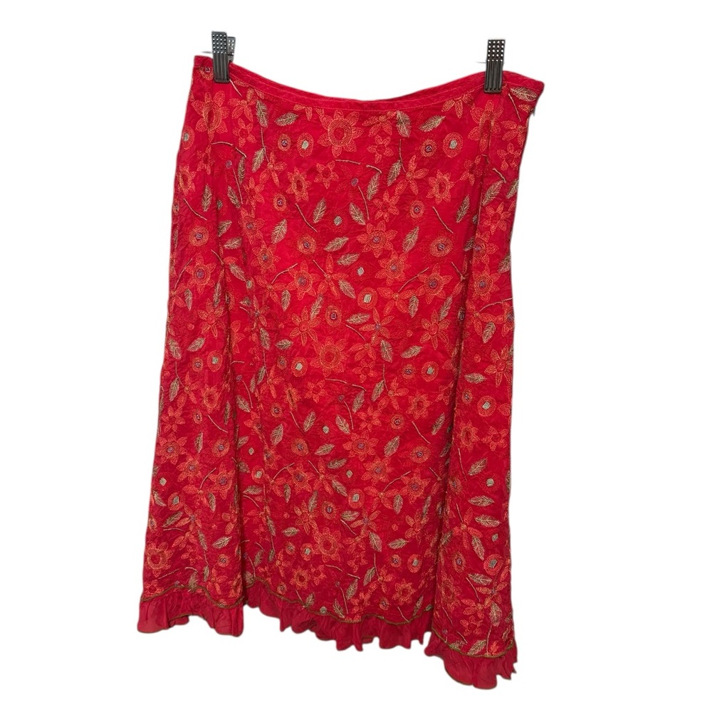 Johnny Was Embroidered Midi Skirt